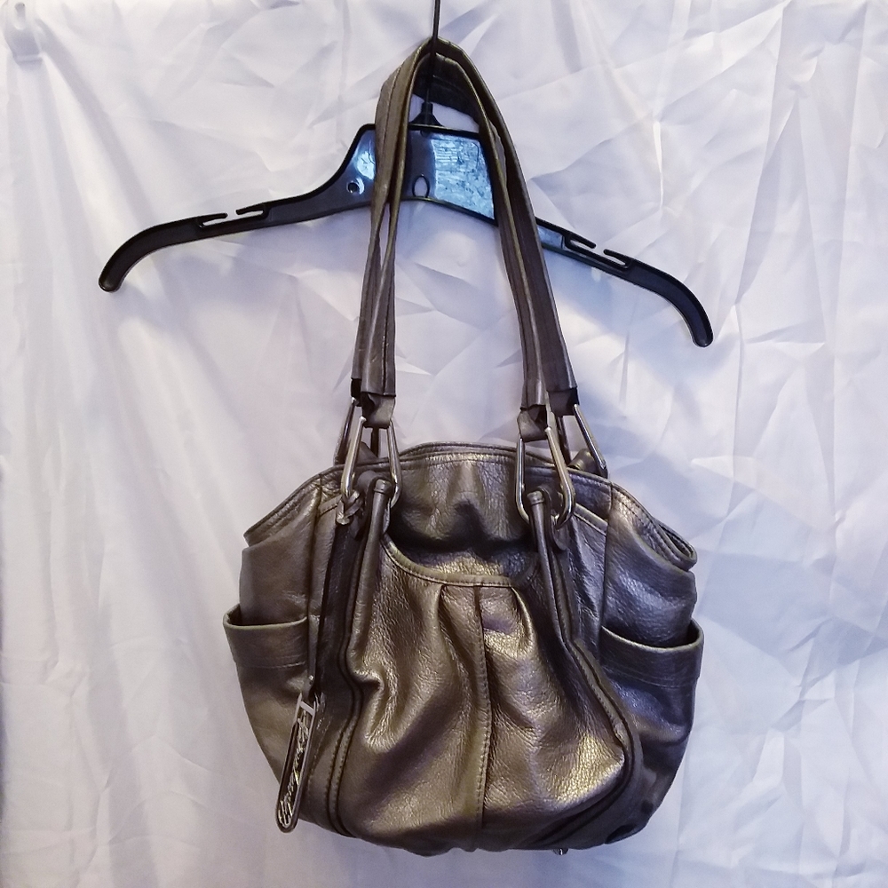 B. Makowsky Women's Medium Metallic Leather Shoulder Bag